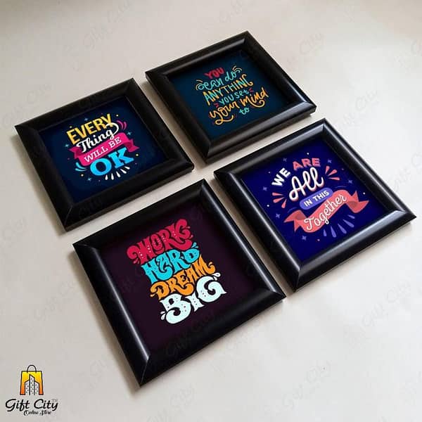 Gift City 676 - Motivational Quotes Frames with Glass Front and Free 5x5 inch Prints for Home Decor in Living Room, Bedroom, or Study Room