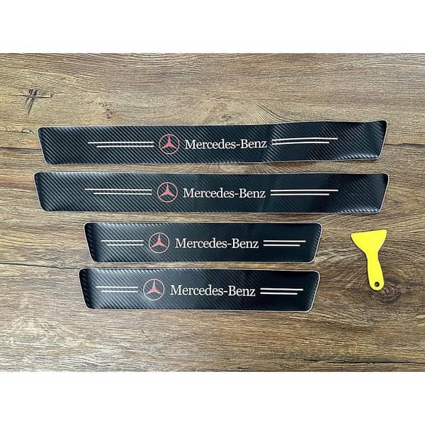 4Pcs Car Door Carbon Fiber Anti Stepping Protection Stickers Mercedes B enz