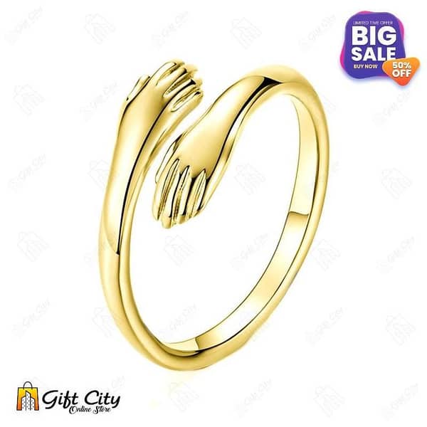 Gift City Couple Love Hug Rings - Adjustable Creative Open Finger Hand Ring for Women