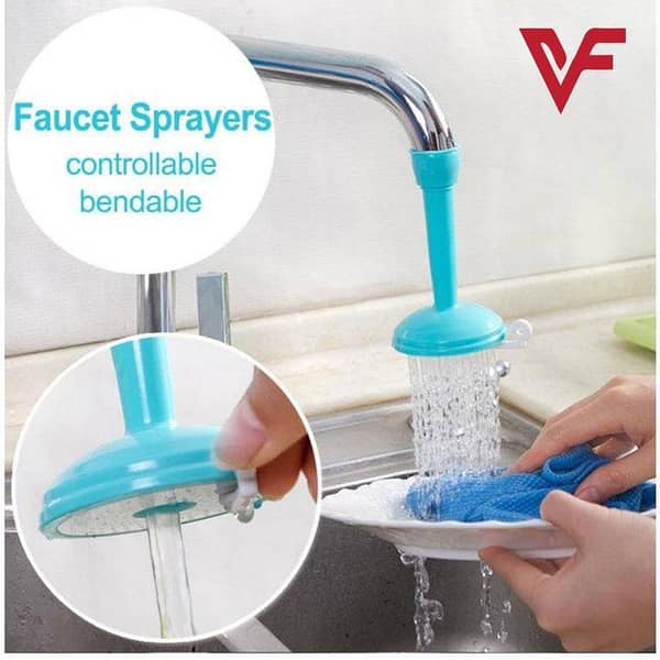 Set of 2 Silicone Water-Saving Faucet Devices with Rotating Spray for Kitchen and Bathroom