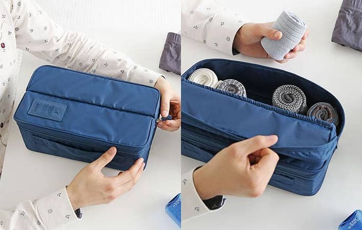 Multi-Functional Monopoly Travel Divided Double Open Bag Undergarment Storage Travel Bag Organizer