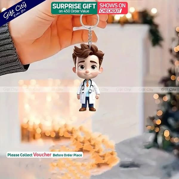 Gift City Cute Cartoon Doctor Acrylic Keychain for Healthcare Professionals and Medical Students