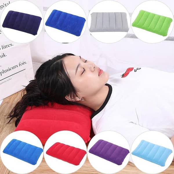 Inflatable Pillows Camping Travel Pillow Air Pillow Velour Pillow Neck Pillow Beach Pillow for Outdoor Travel Hiking (Blue)