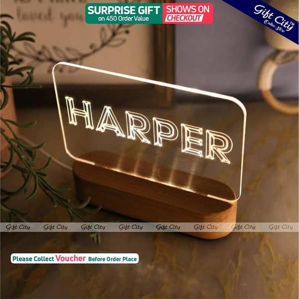 Gift City Customizable 3D Name Illusion Decorative Lamp with Acrylic Base - Free Shipping & Lifetime Warranty