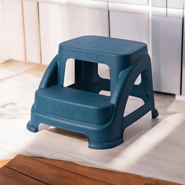 Heavy Duty 2-Step Stool - Assorted Colors, Slip-Resistant and Portable for Kitchen, Bathroom, and Living Room Use - Lightweight Plastic Stool for Children and Elderly