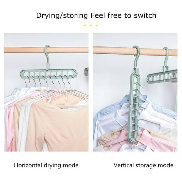 Pluto Plastic Hanger - Super Magic Changeable Clothes Organizer with 9 Holes for Space Saving and Wardrobe Organization