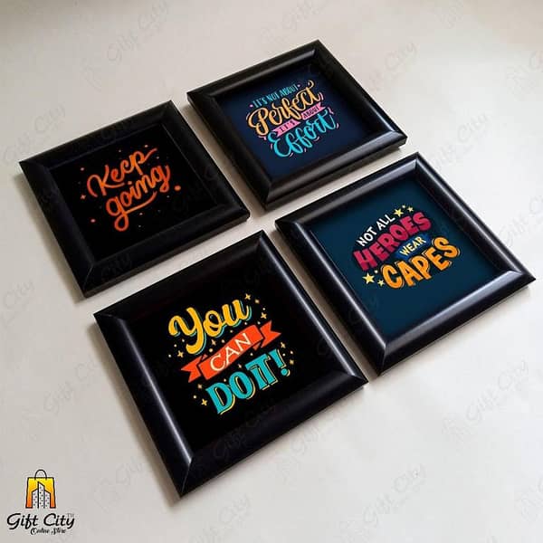 Gift City 673 - Motivational Quotes Frames with Glass Front and Free 5x5 Inch Prints - Home Decor for Living Room, Bedroom or Study