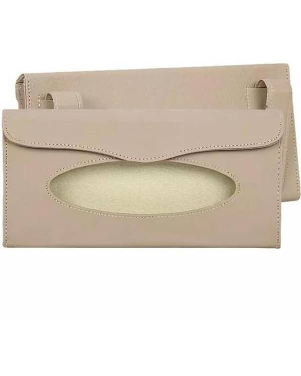 Car Tissue Box Visor Type PU Leather Car Tissue Box Napkin Holder Car Tissue Holder Car Seat Box Beige