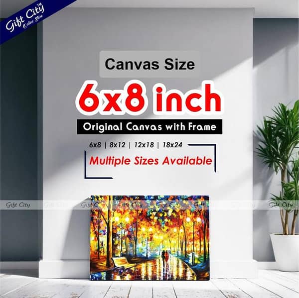 City Gift Street Night Light Couple Canvas Wall Art for Home Decoration in Various Sizes