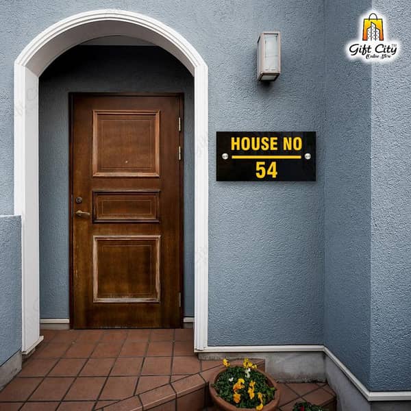 Customize Your Acrylic Name Plate by Gift City for Home and Office in Black and Gold