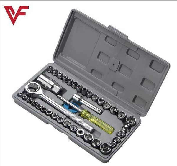 Aiwa 40-Piece Tool Kit: Combination Socket, Ratchet Wrench, and Screwdriver Set for Home, Office, and Outdoor Use