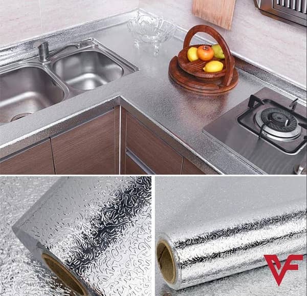 Self-Adhesive Aluminium Foil Sticker (40cm x 1m) for Kitchen Cabinets, Backsplash, and Wall Protection - Oil Proof and Waterproof