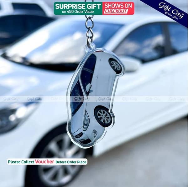 Gift City Custom Car Keychain in Acrylic with Your Car Image and License Plate - Personalized Keyring for Auto Enthusiasts