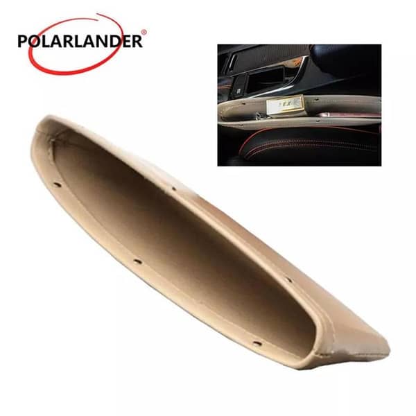 1 Pc PU Leather Car Seat Gap Storage Organizer - Beige