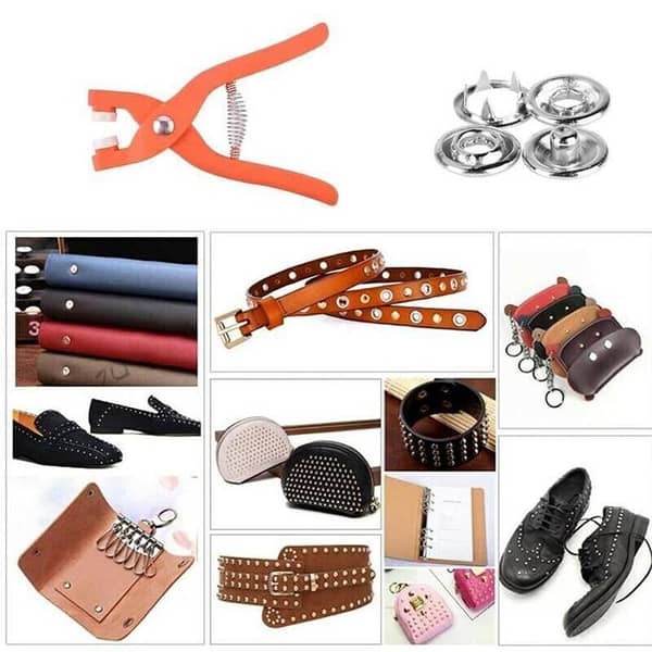 Plier Tool 25 Set Metal Sewing Buttons Hollow/Solid Prong Press Studs Snap Pression Fasteners for Installing Clothes Bags