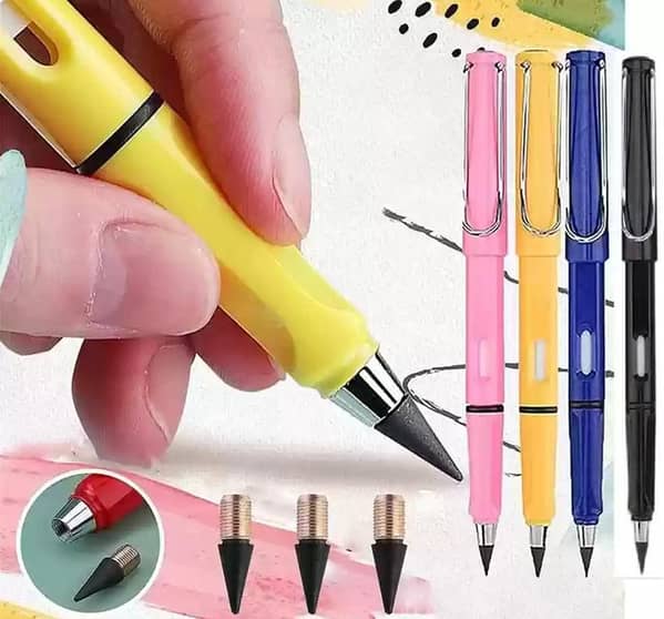 Everlasting Pencils and Inkless Pen Set with Eraser – Magic Pencil Technology for Kids and Artists, Eco-Friendly Replacement Nibs