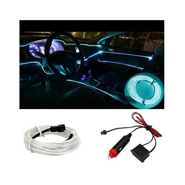 9ft EL Wire Flexible Neon Lamp Rope Tube Cable LED Strip Glow String Light For Car Decoration Ice Blue