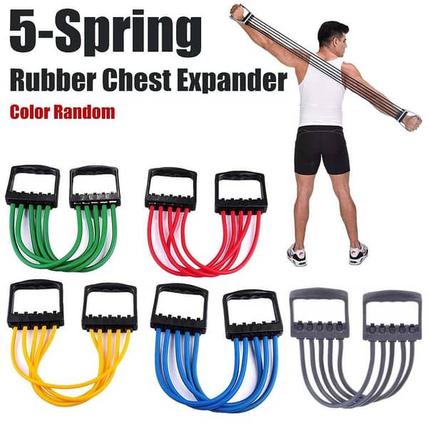 Resistance Band 5 Tube Silicone Adjustable Chest Expander Hand Grip Yoga Exercise Tool for Gym & Hom