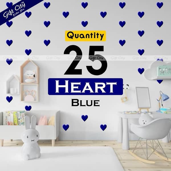 Gift City Blue Heart Shaped Dots Wall Decals | DIY Bedroom & Living Room Decor | Self-Adhesive | Multiple Color Options