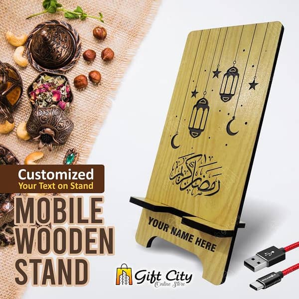 Gift City Presents Customize Wooden Mobile Stand Best Gift For Office And Home