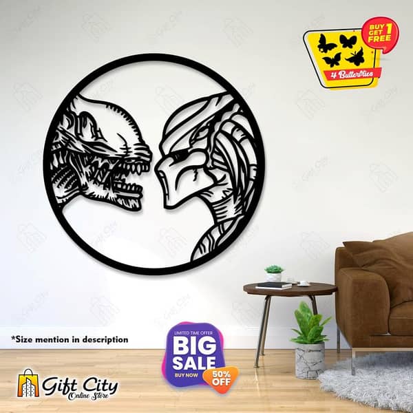 Gift City Presents Free 4 Butterflies + Venom VS Robot Decorative Wooden Wall Panels / Frames for Home and Office