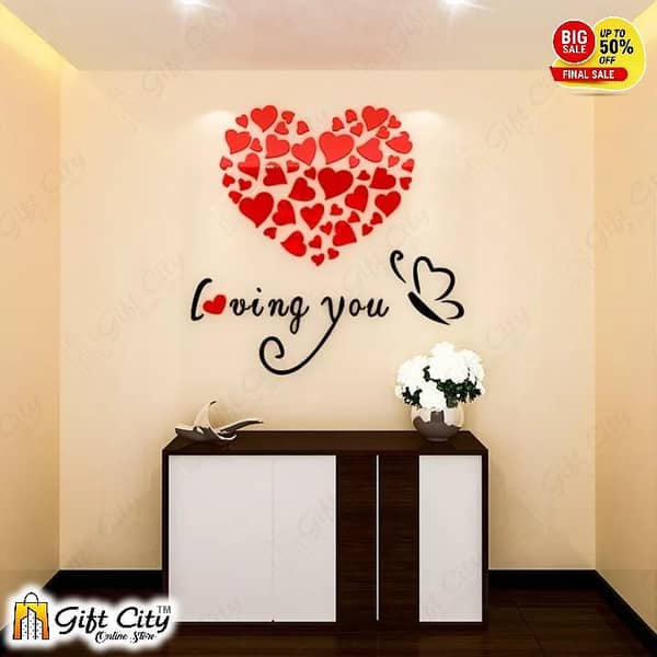 Romantic 3D Acrylic and Wood Loving Heart Quote Wall Art by Gift City - LCM