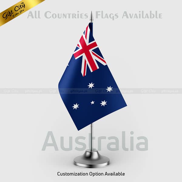 Australia Desk Flag with Stand by Gift City | Ideal for Home, Office Display & More | Choose from Various Country Flags