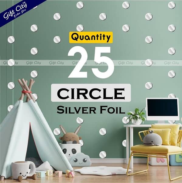 Gift City Silver Foil Circle Dot Stickers for DIY Home Decor - Self-Adhesive in Various Colors