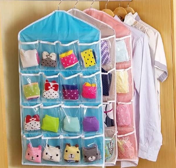 16 Pockets Multi function Sorting Storage Bag Door Wall Hanging Closet Organizer Hanging Bag Durable Door Hanging Bag Clear Pack of 2 Bags