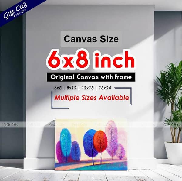 Gift City Colorful Autumn Forest Canvas Painting with Frame - Wall Art for Home Decor in Multiple Sizes