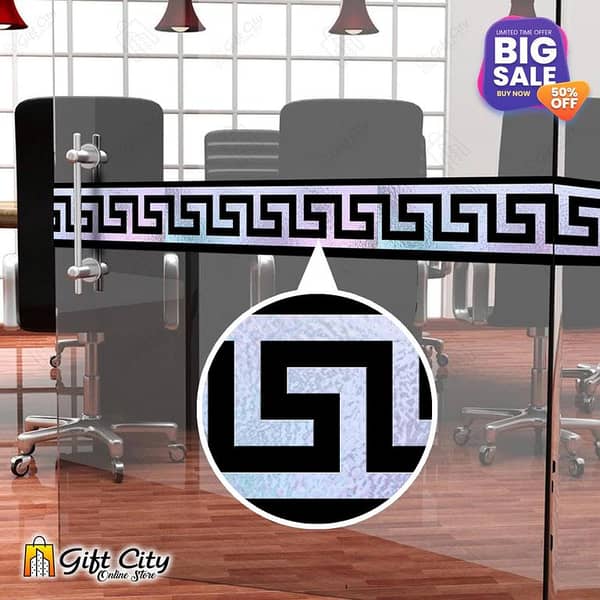 Gift City Foil Pani Silver Tile Border Stickers, Self-Adhesive Decorative Wall Tiles for Kitchen and Bathroom - 24x7 cm