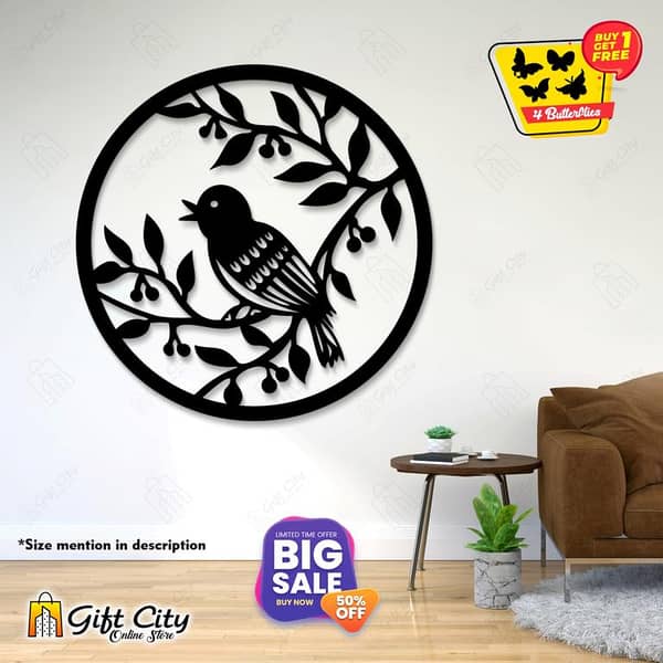 Gift City Presents Free 4 Butterflies + Sparrow Bird Decorative Wooden Wall Panels / Frames for Home and Office