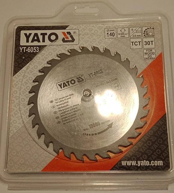 YATO YT-6053 TCT CIRCULAR SAW BLADE FOR CUTTING WOOD AND PLASTIC 140 X 30 X 16 MM 30 TEETH
