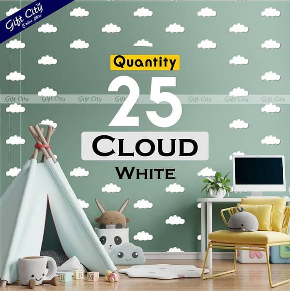 Gift City Cloud Shaped Dots Wall Stickers for DIY Home Decors | Ideal for Kids' Bedrooms and Living Rooms | Available in Various Colors