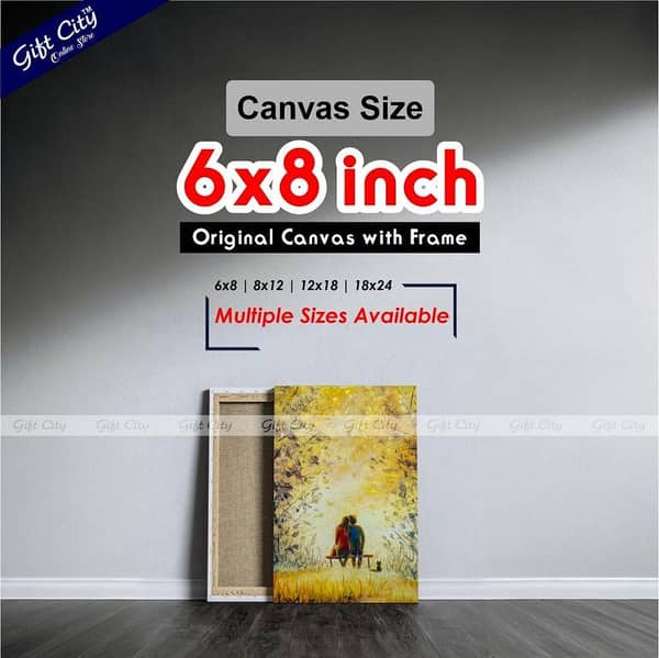 Gift City Couple in Park Canvas Art - Digital Painting for Home Decor Available in Various Sizes