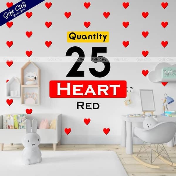 Gift City Red Heart Shaped Dots Wall Decals | DIY Bedroom & Living Room Decor | Self-Adhesive | Available in Multiple Colors