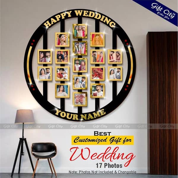 Personalized Wedding Photo Frame Wall Art by Gift City - Customizable Memory Collage for Weddings and Anniversaries