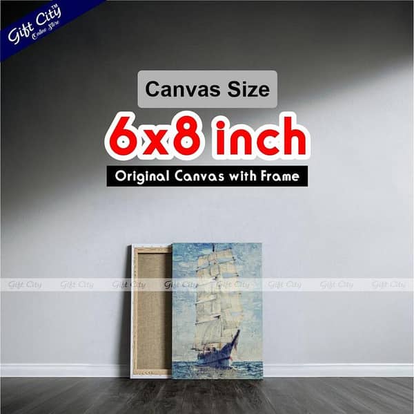 Gift City Yacht in Blue Ocean Canvas Art for Home Decor - Available in Various Sizes