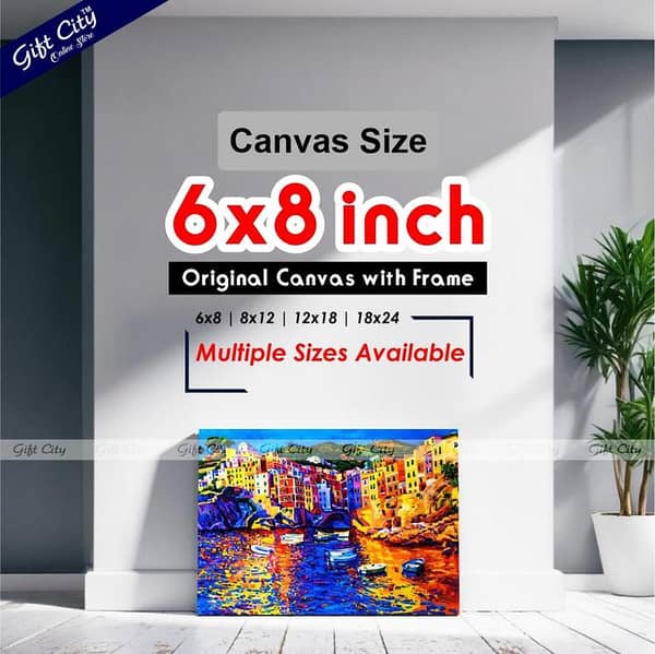 Gift City: Modern Canvas Art of the Amalfi Coast – Original Oil Painting for Wall Decoration