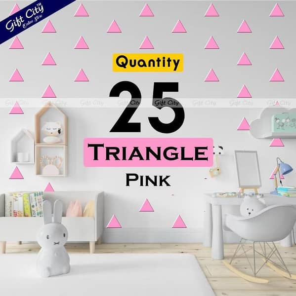 Gift City Triangle Dot Wall Stickers in Pink | Self-Adhesive Decor for Kids' Rooms and More | Available in Multiple Colors