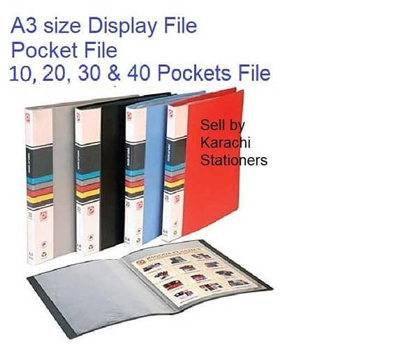 A3 size Display Plastic Sheet file Book Clear Pockets can display multicolor