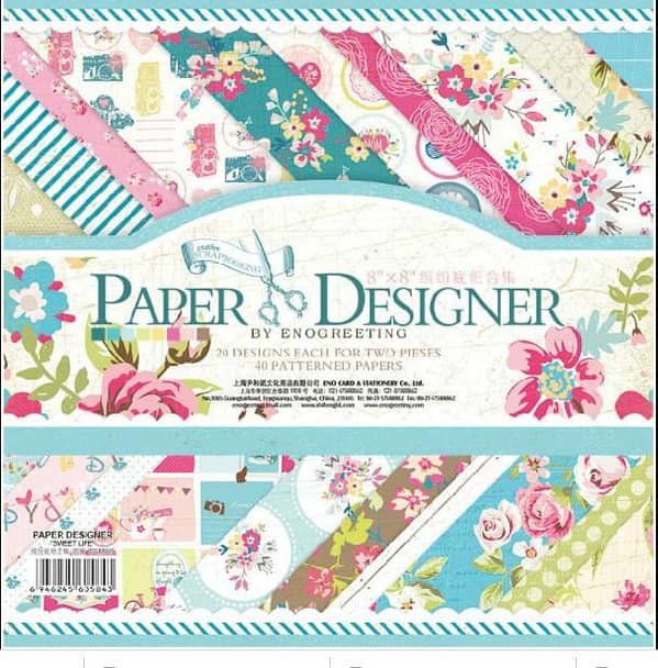 Design #DSM005, 8x8inch 40sheets printed patterns scrapbook paper origami paper DIY gift Card Making Handmade Home deco Pattern paper Flower Paper Pack