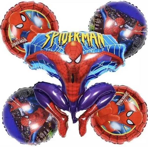 5pcs Spider man Happy birthday foil balloons package blue party cartoon