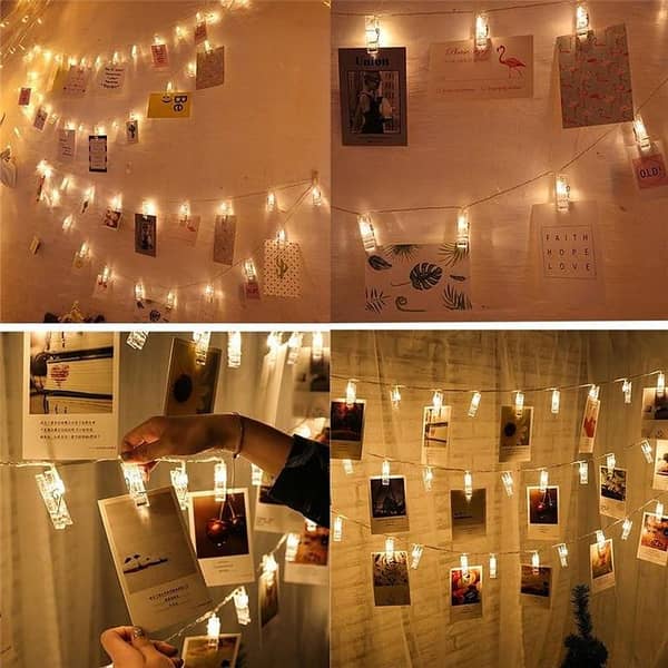 10 LED Photo Clip String Lights, Battery Operated / Warm Light,-(K. S. )