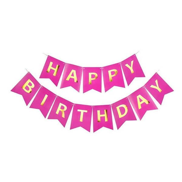 Happy Birthday Banner in black ,pink,light blue,white and rose gold