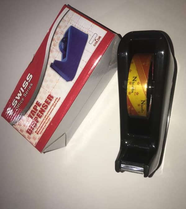 Desktop Tape Dispenser for 1 inch tape, along with one Scotch_ Tape of 1inch Free Swiss_ Brand