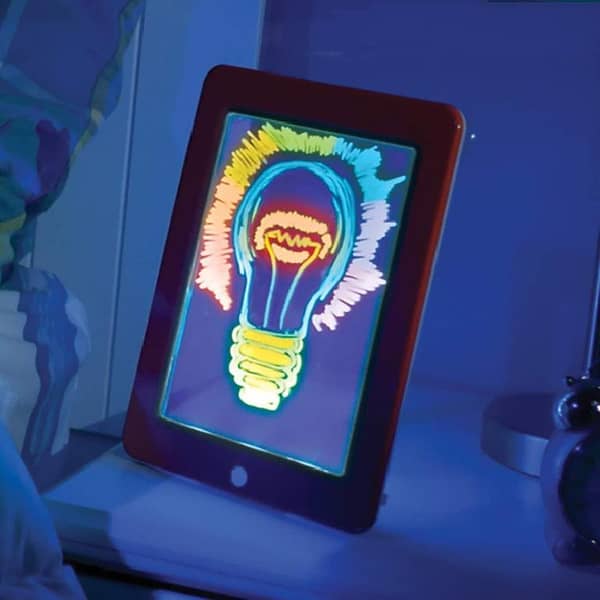 Magic Pad Create Art That GLOWS Light Up LED Board Draw, Sketch, Create, Doodle, Art, Write, Learning Tablet Includes 3 Dual Side Markets, 30 Stencils and 8 Colorful Effects KS