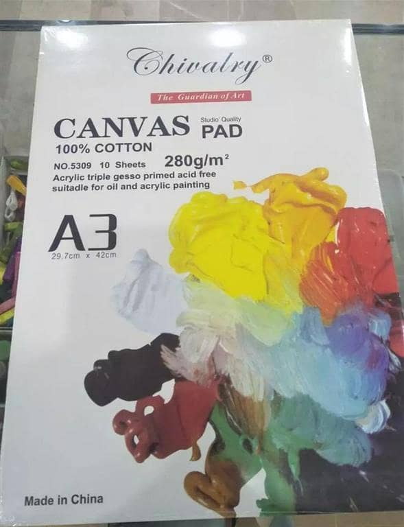 1 Pack - Canvas Pad 10 Sheets A3 Size 100% Cotton 280gsm Studio Quality