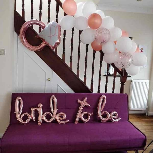 Theme: Bride to Be Foil Scripted Balloon Banner / Theme set for Bridal Shower & Wedding Decoration - Rose Gold,-(K. S. )