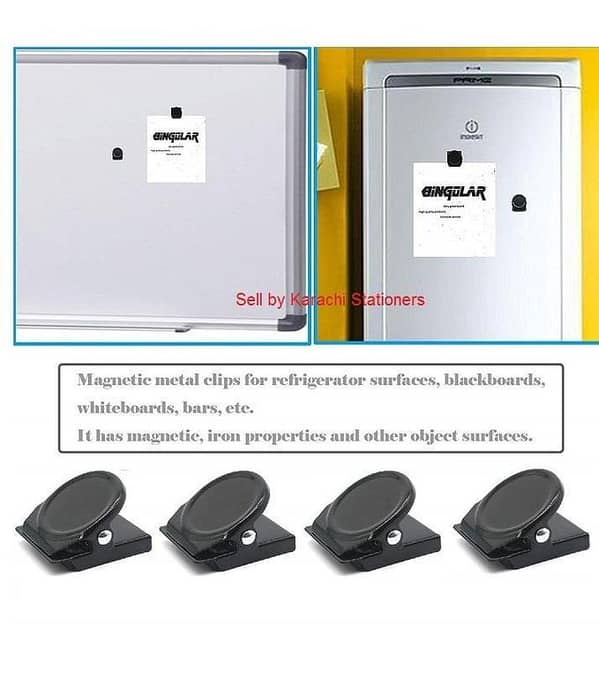 4pcs 5cm Magnetic Clip Magnet Refrigerator Wall Memo Note Message Holder Black